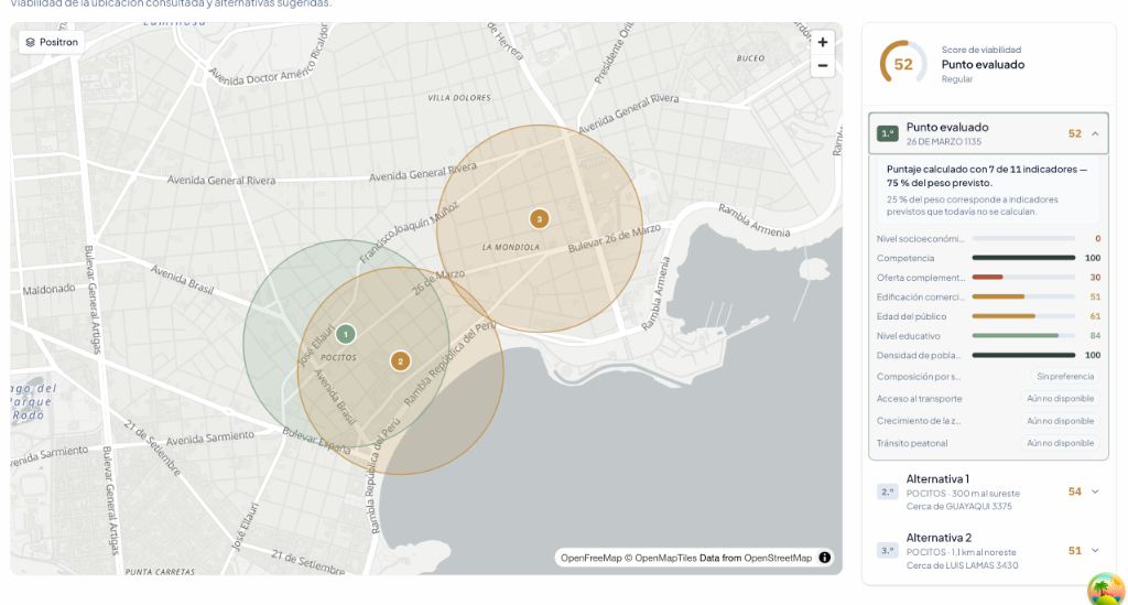 Mapa de RUMBO mostrando la capa: Paradas de transporte